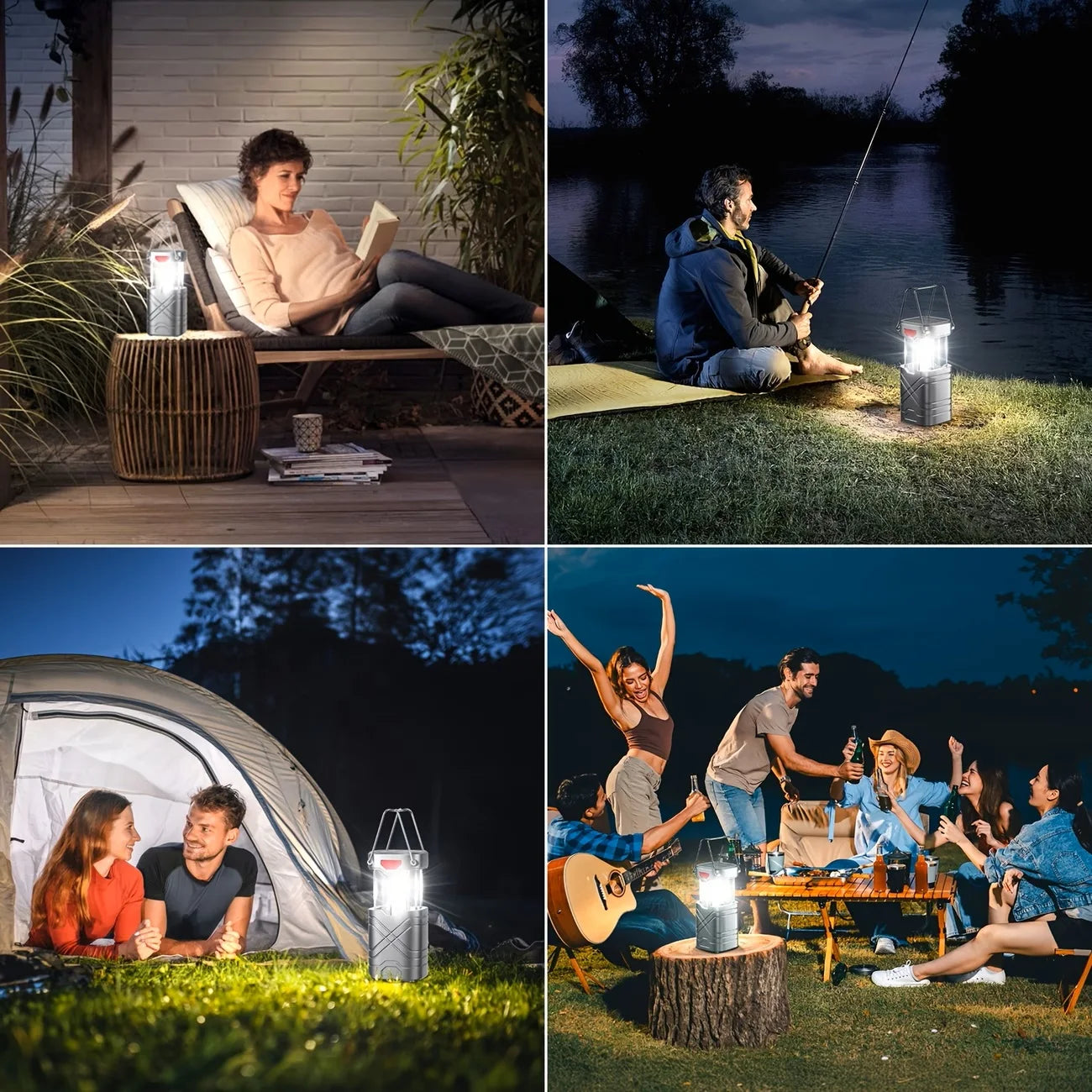 Solar Camping Lantern Rechargeable LED USB C Solar Powered
