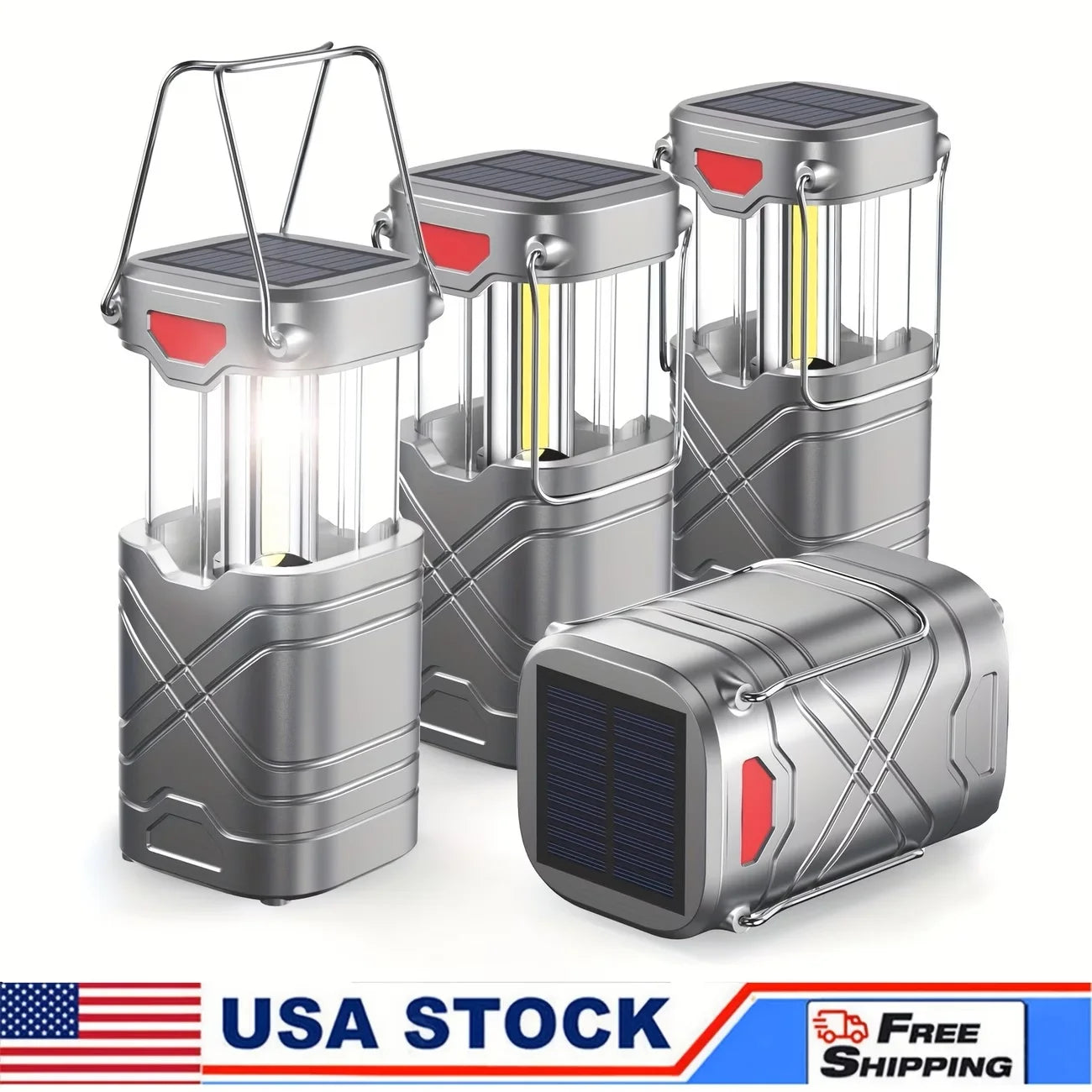 Solar Camping Lantern Rechargeable LED USB C Solar Powered