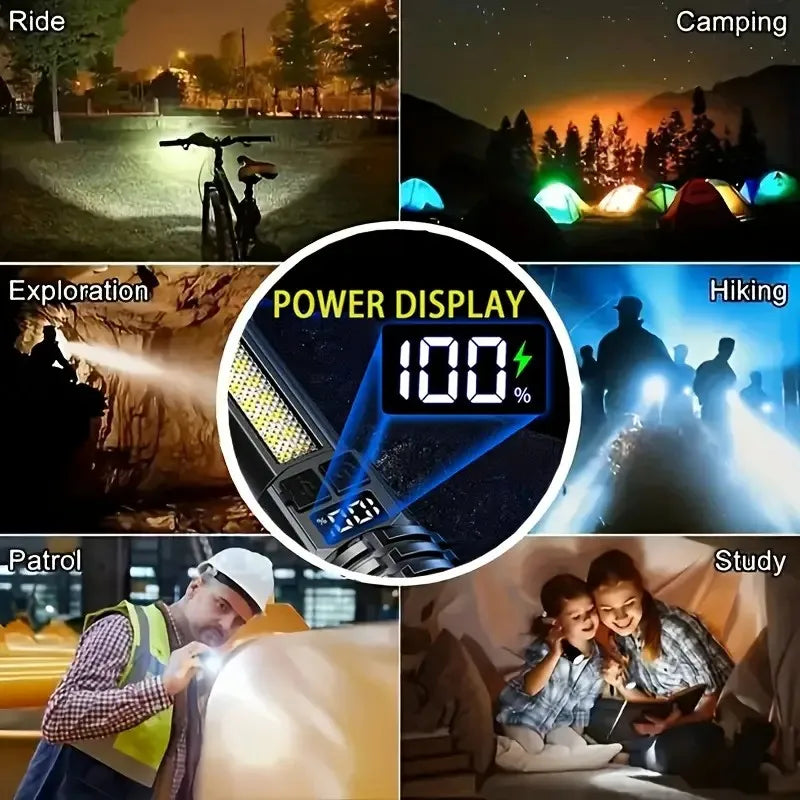 Rechargeable LED Flashlight With Telescopic Zoom For Outdoors