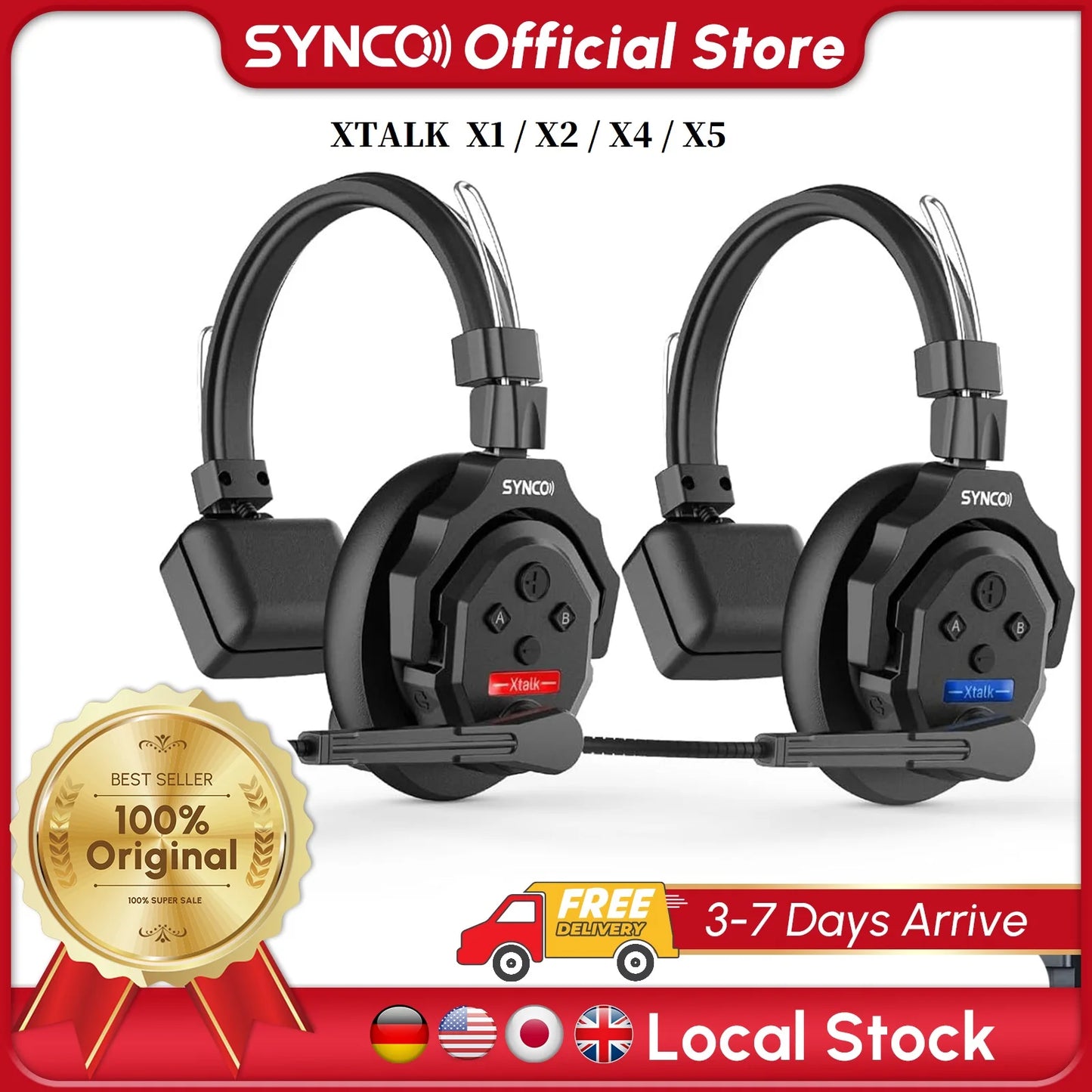 SYNCO XTALK Wireless Intercom Headset System for Two
