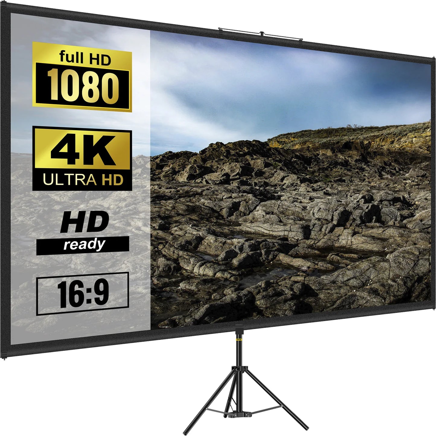 SucceBuy Tripod Projector Screen With Stand 4K HD Portable