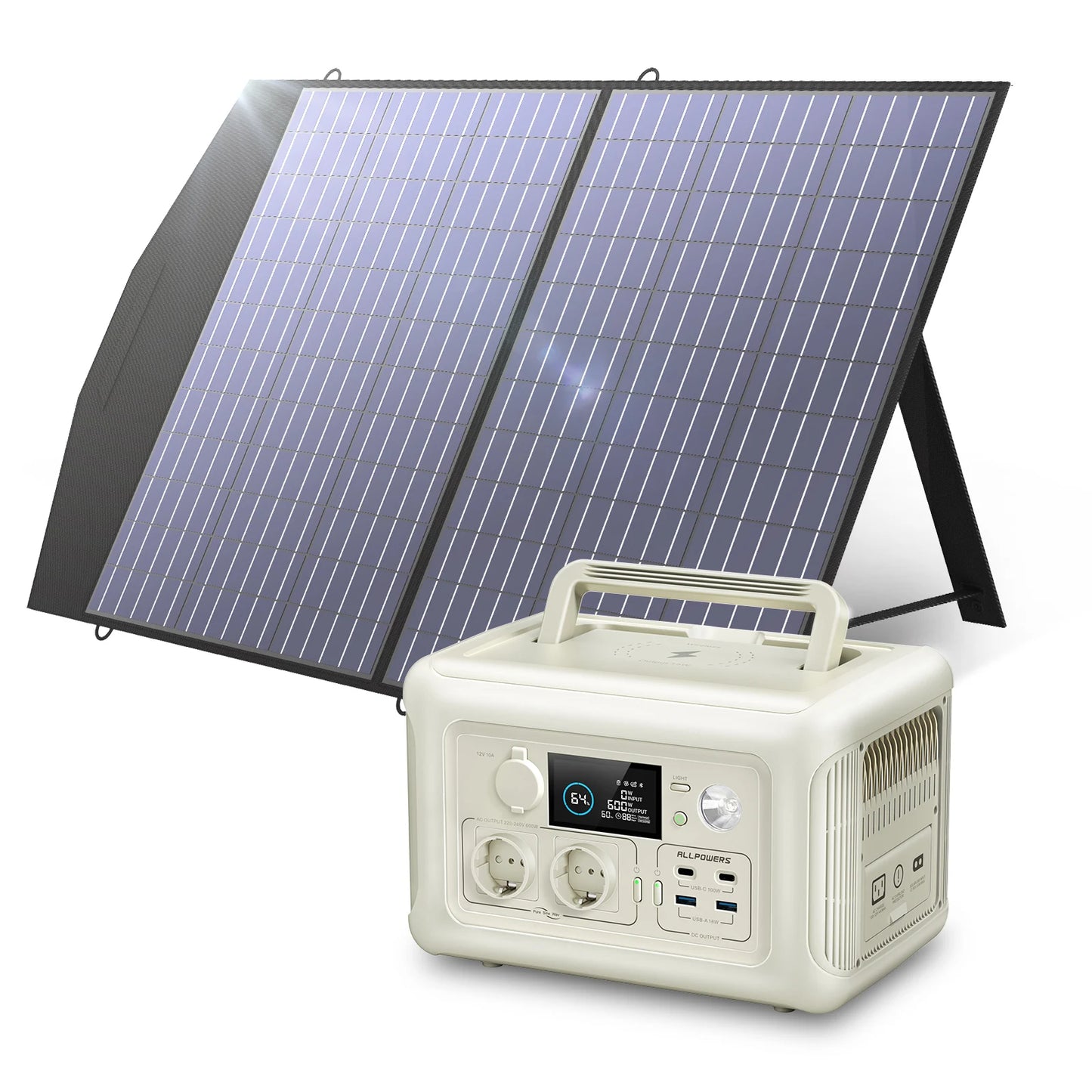 ALLPOWERS R600 Portable Power Station Pure Sine Wave 299Wh With Solar Panel