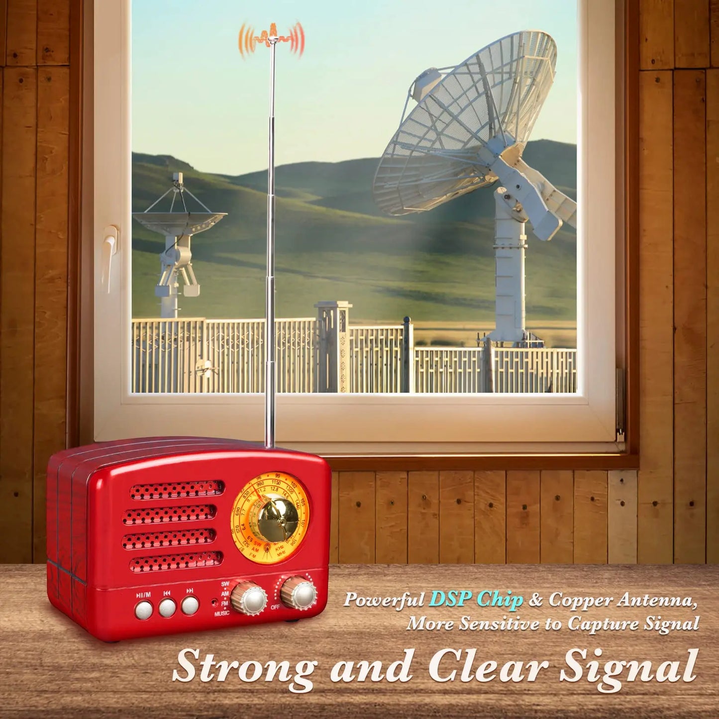 PRUNU Retro Portable AM FM Transistor Radio USB MP3