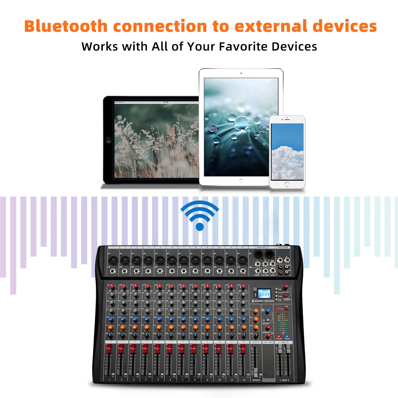 DEPUSHENG 6/8/12 Channel Professional Audio Mixer USB MP3 DJ Console