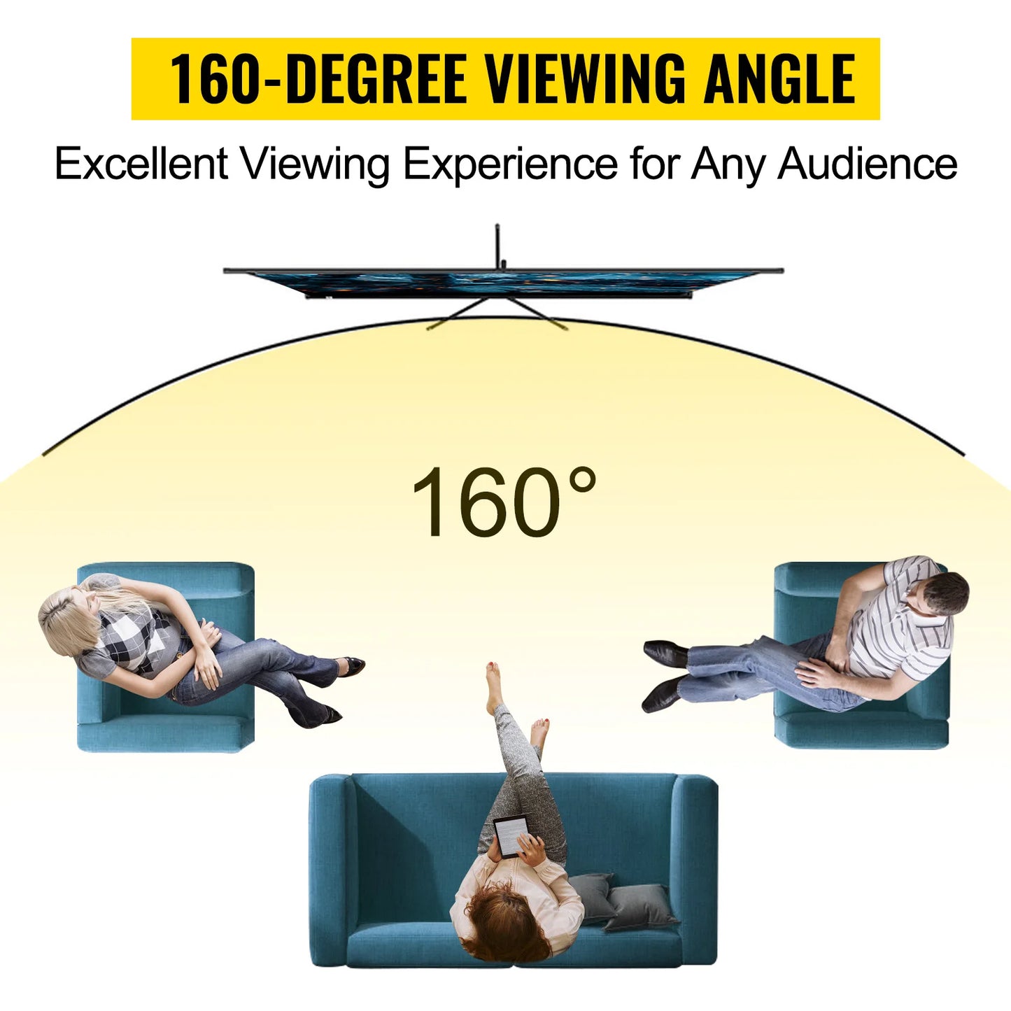 SucceBuy Tripod Projector Screen With Stand 4K HD Portable