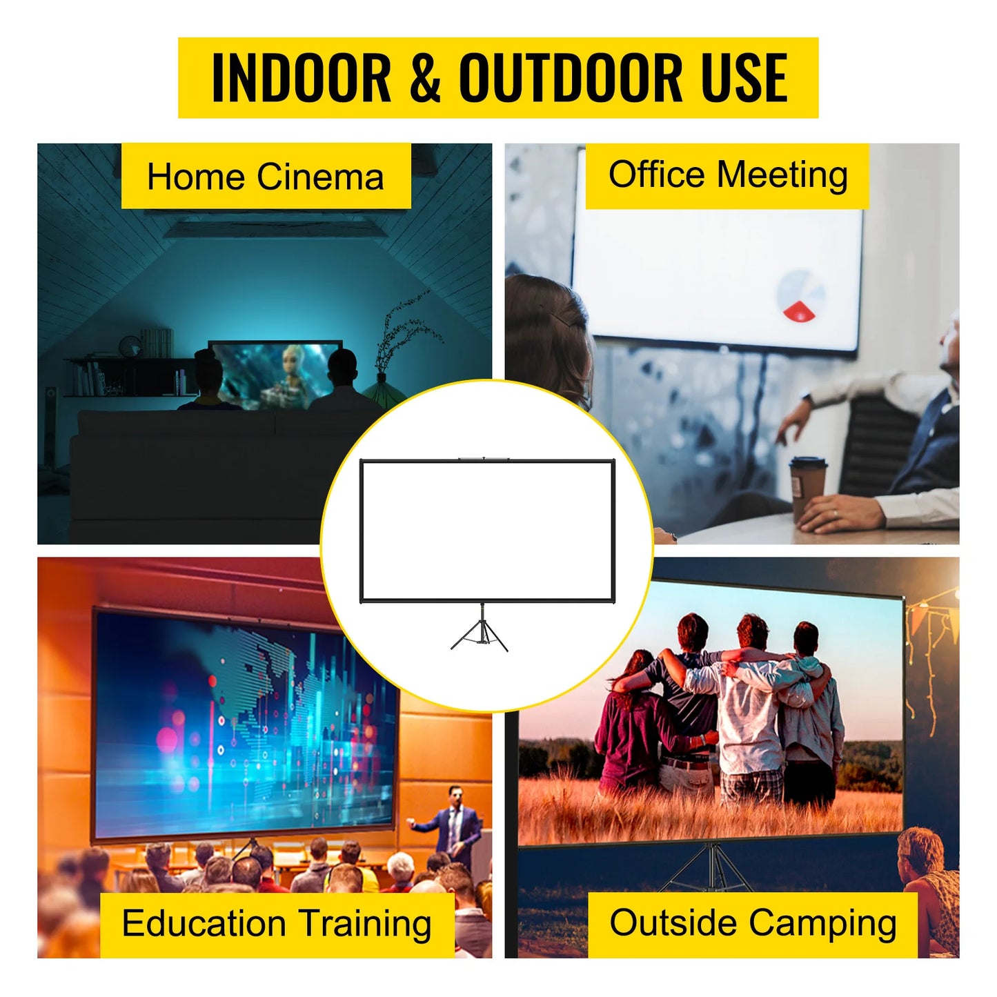 SucceBuy Tripod Projector Screen With Stand 4K HD Portable