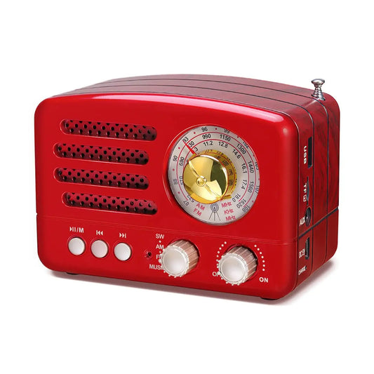 PRUNU Retro Portable AM FM Transistor Radio USB MP3