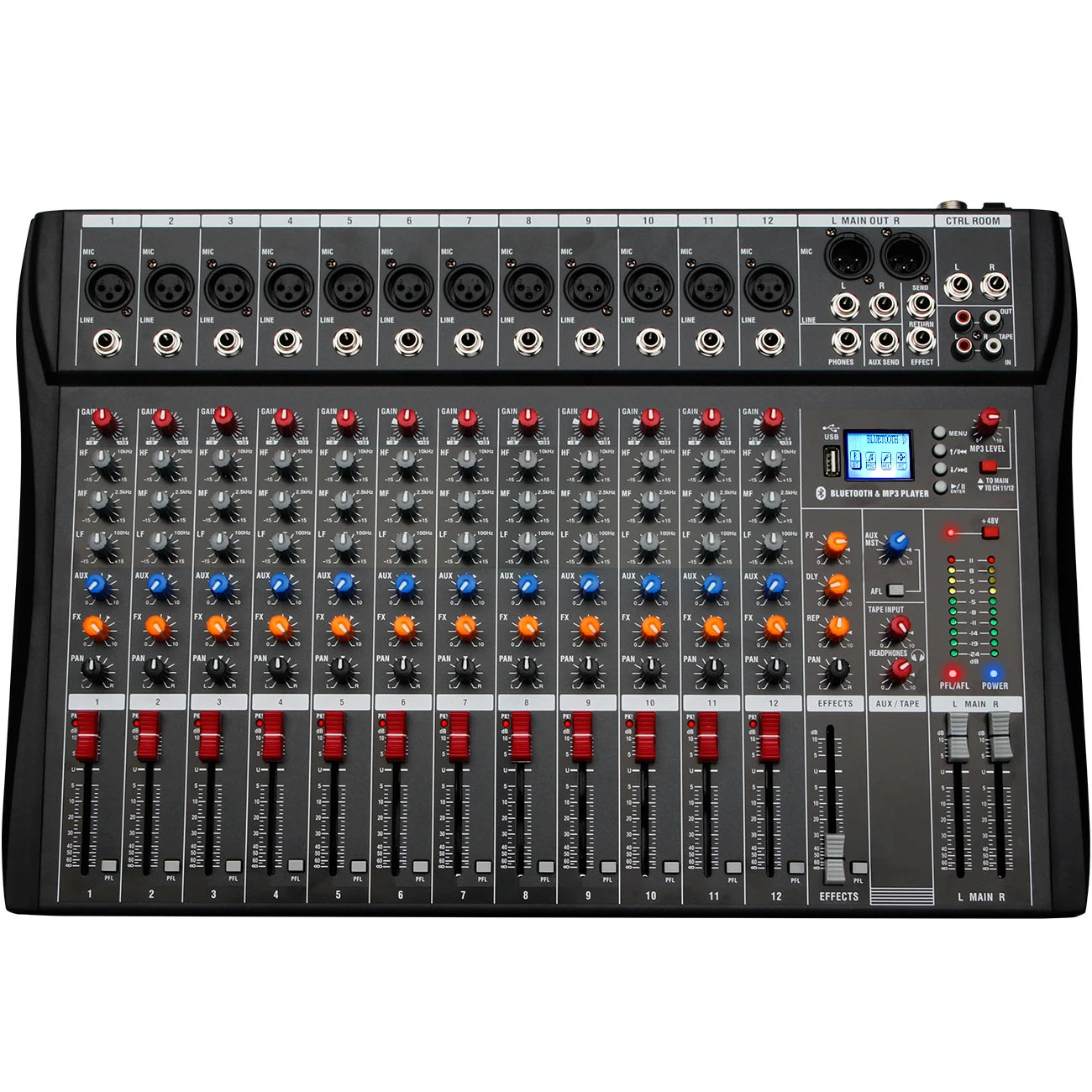 DEPUSHENG 6/8/12 Channel Professional Audio Mixer USB MP3 DJ Console
