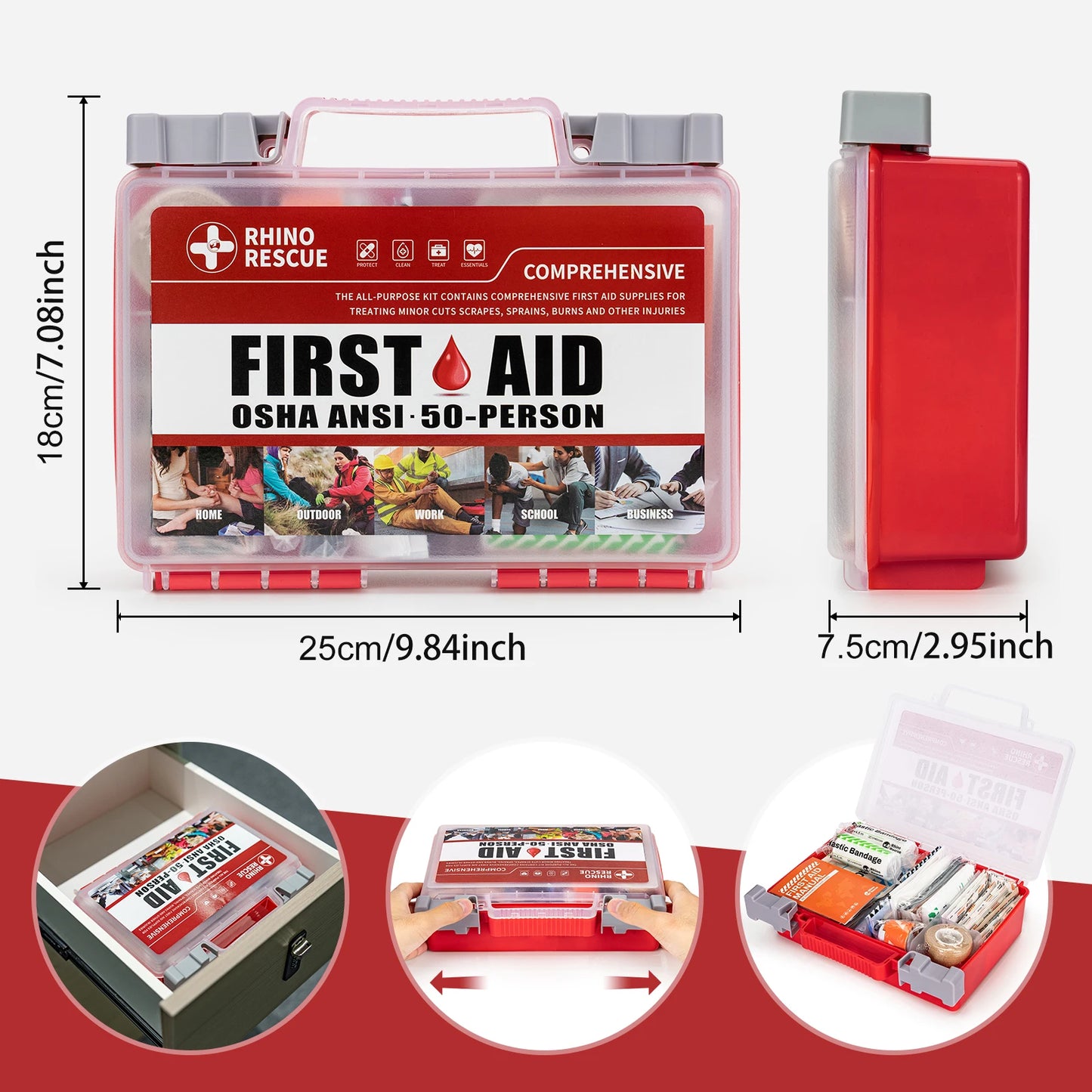 Rhino Rescue First Aid Kit For Home, Office And Travel