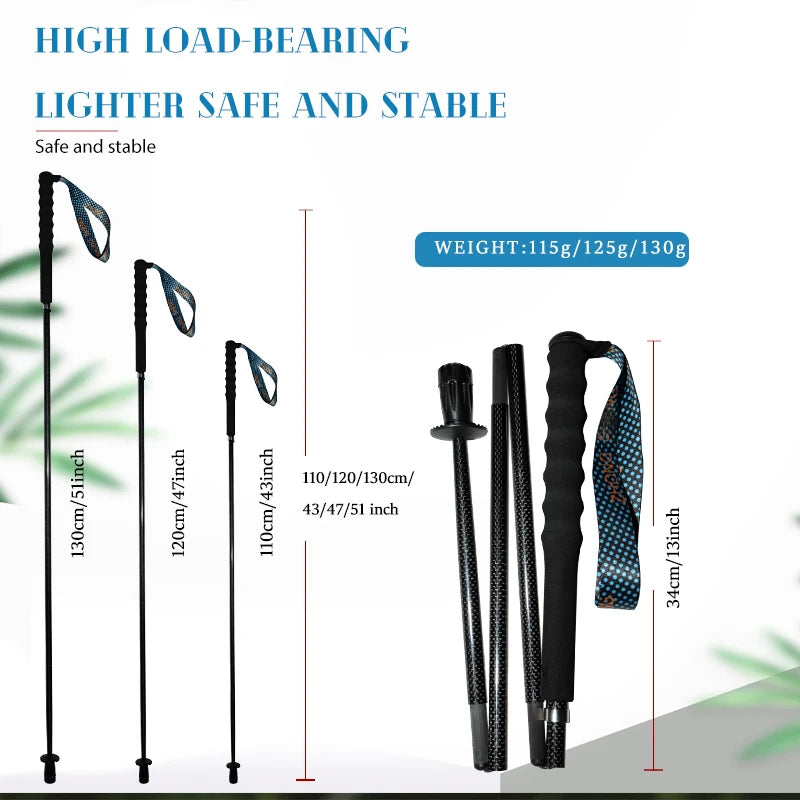 OKHEALING Carbon Fiber Trekking Poles Collapsible Telescopic Walking Sticks
