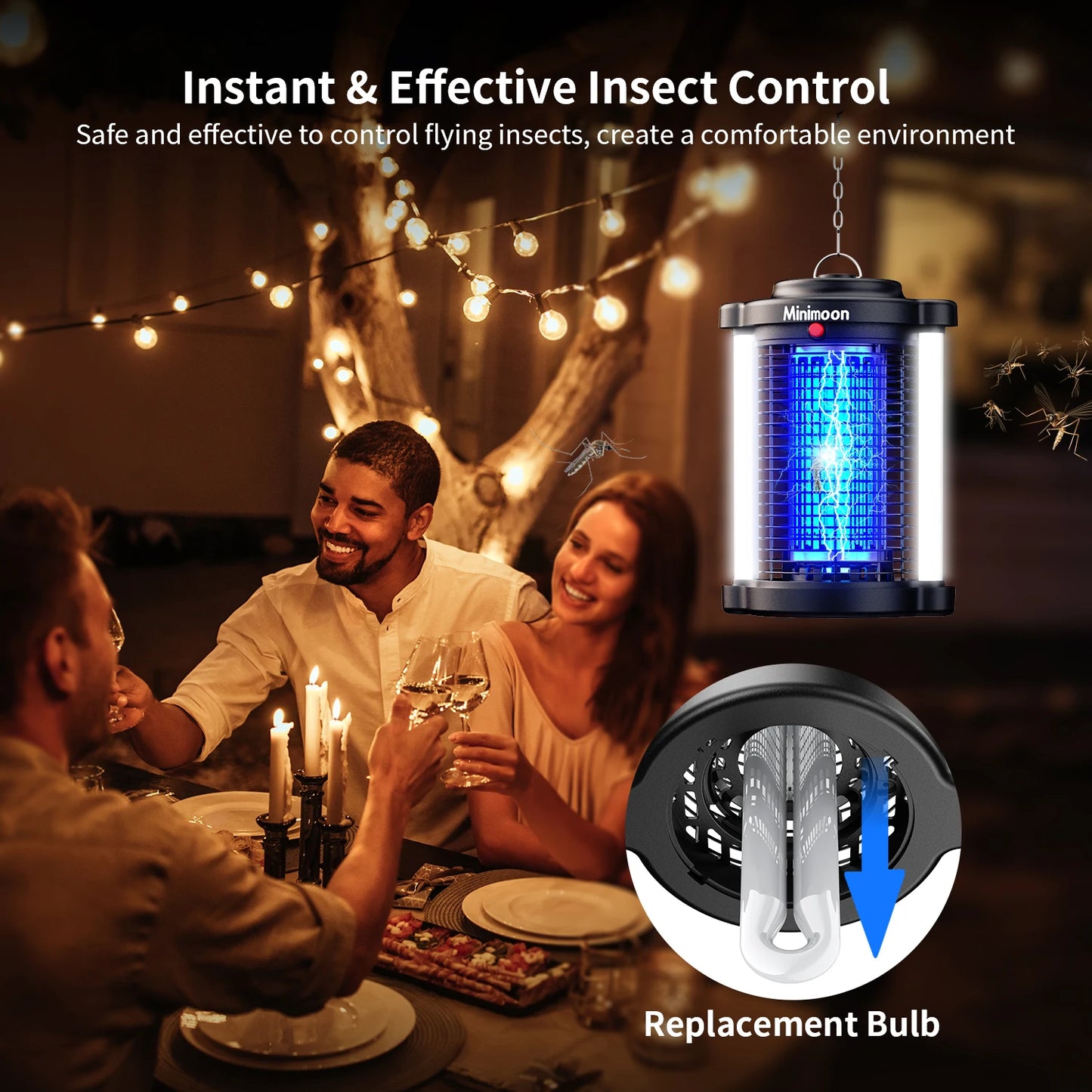 Outdoor Bug Zapper With LED Lights And 4200V Electric Trap