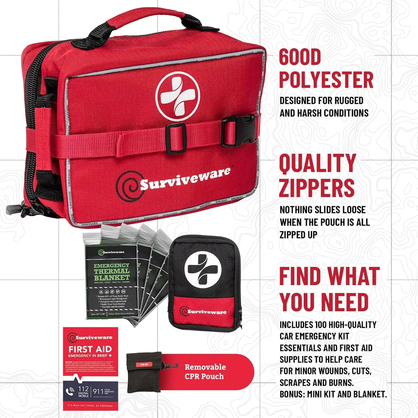 Premium 238-Piece Survival First Aid Kit For Travel And Outdoors