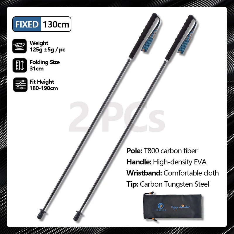 OKHEALING Carbon Fiber Trekking Poles Collapsible Telescopic Walking Sticks